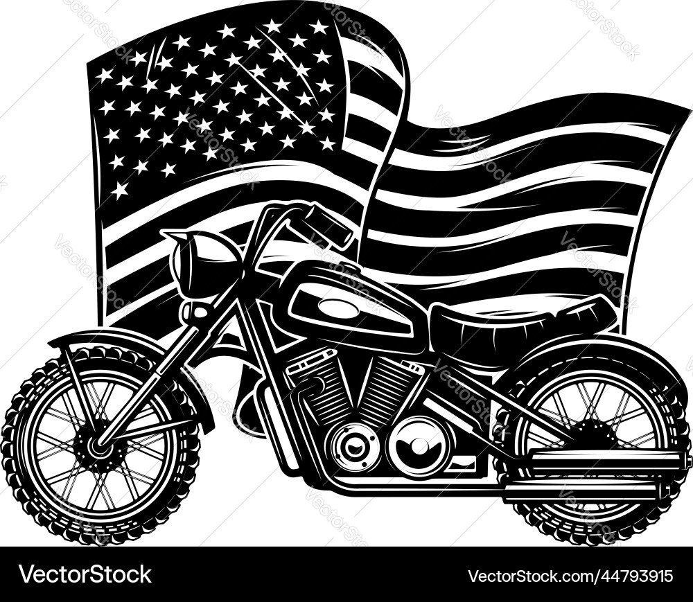 Motorcycle on us flag background design element vector image