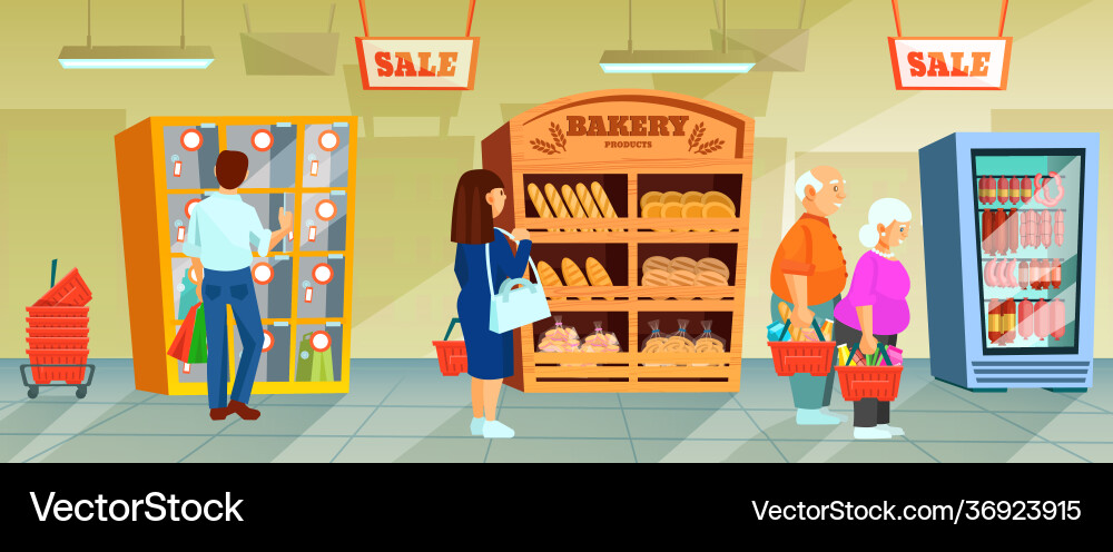 People buyers in shopping mall interior store People buyers in shopping mall interior store vector image