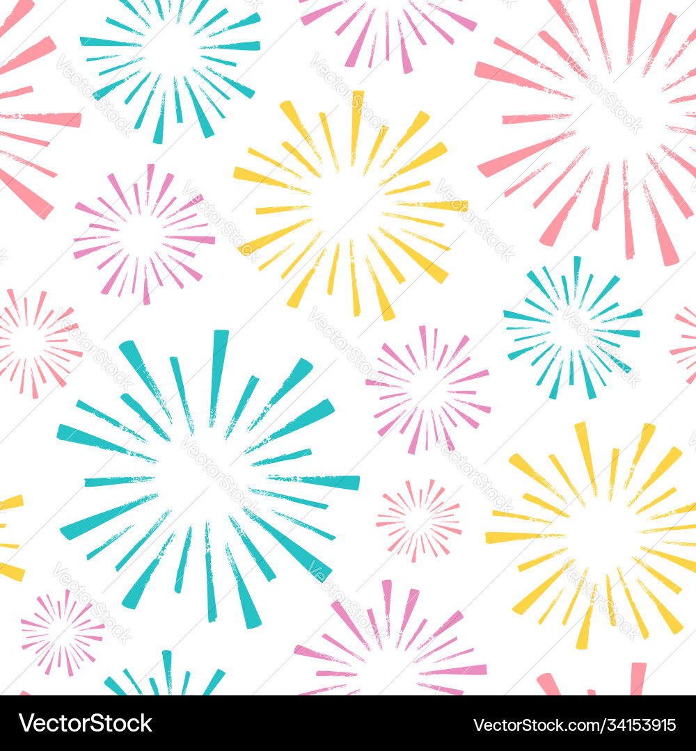 Seamless pattern with color fireworks Seamless pattern with color fireworks Vector Image