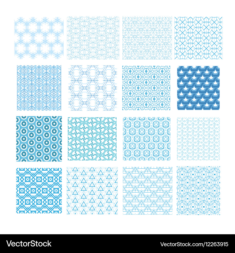 Set of abstract geometric seamless patterns vector image