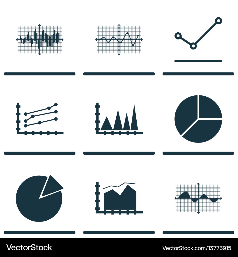 Set of graphs diagrams and statistics icons Set of graphs diagrams and statistics icons vector image