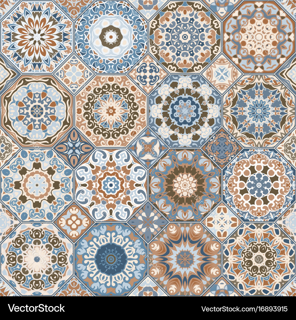 Set of octagonal and square patterns vector image