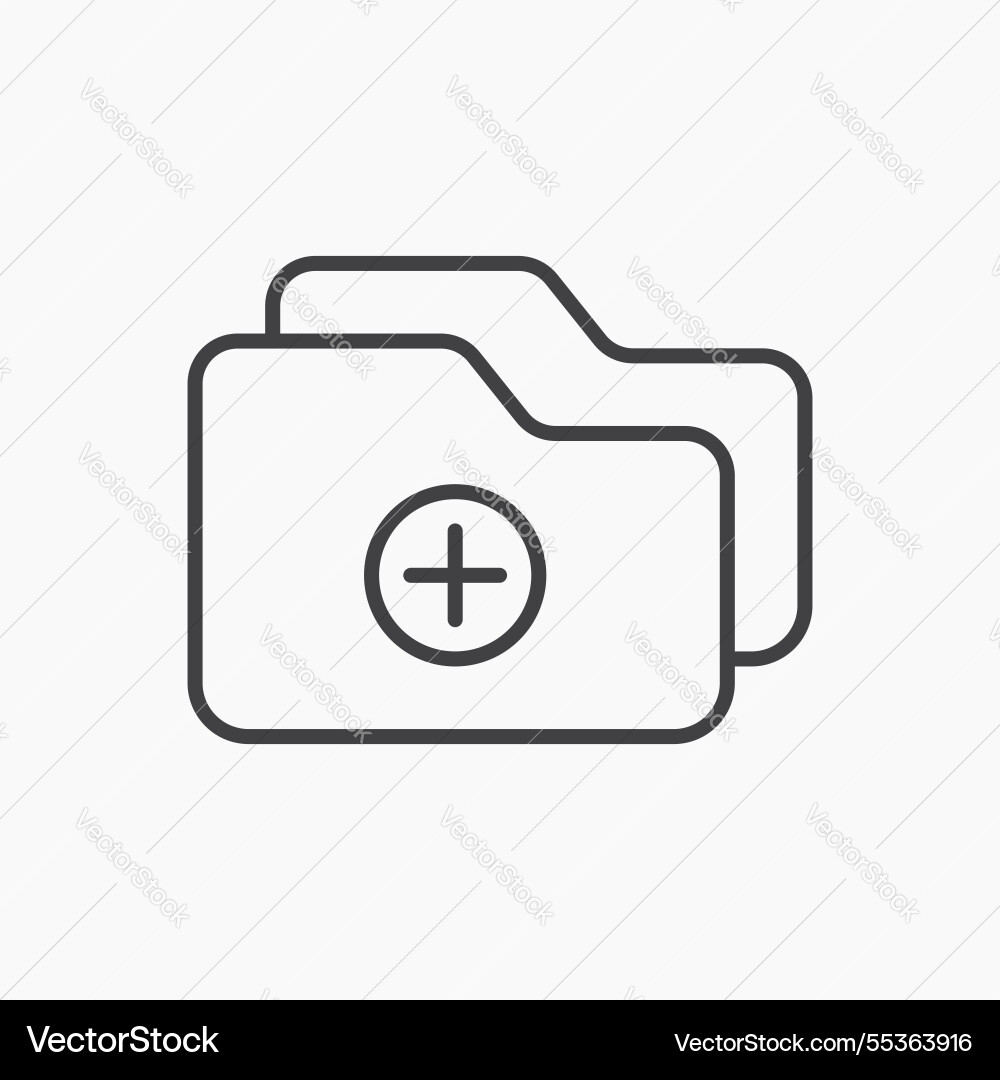 Add folder icon isolated in black line Add folder icon isolated in black line vector image