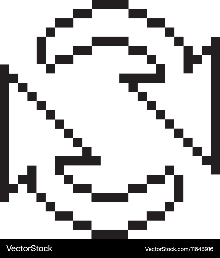 Black outline pixelated cursor arrow for reload vector image