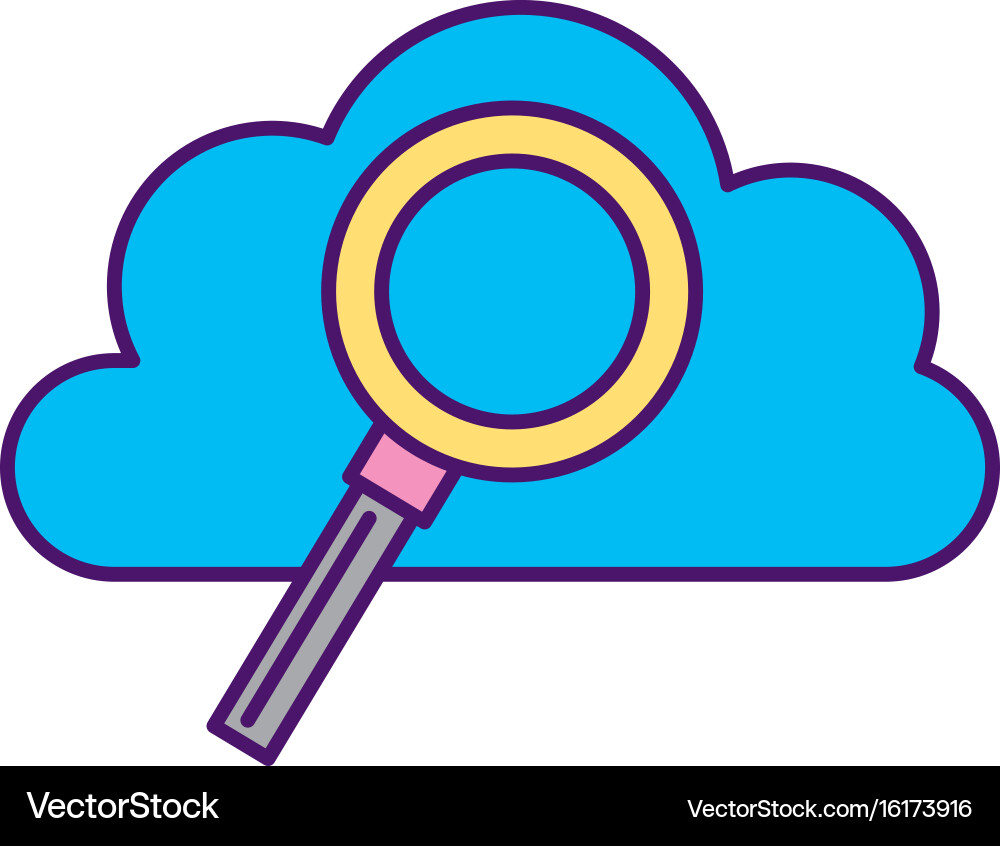Cloud Computing with Magnifying Glass Vector Image