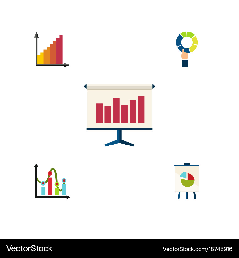 Flat icon diagram set of chart monitoring pie Vector Image