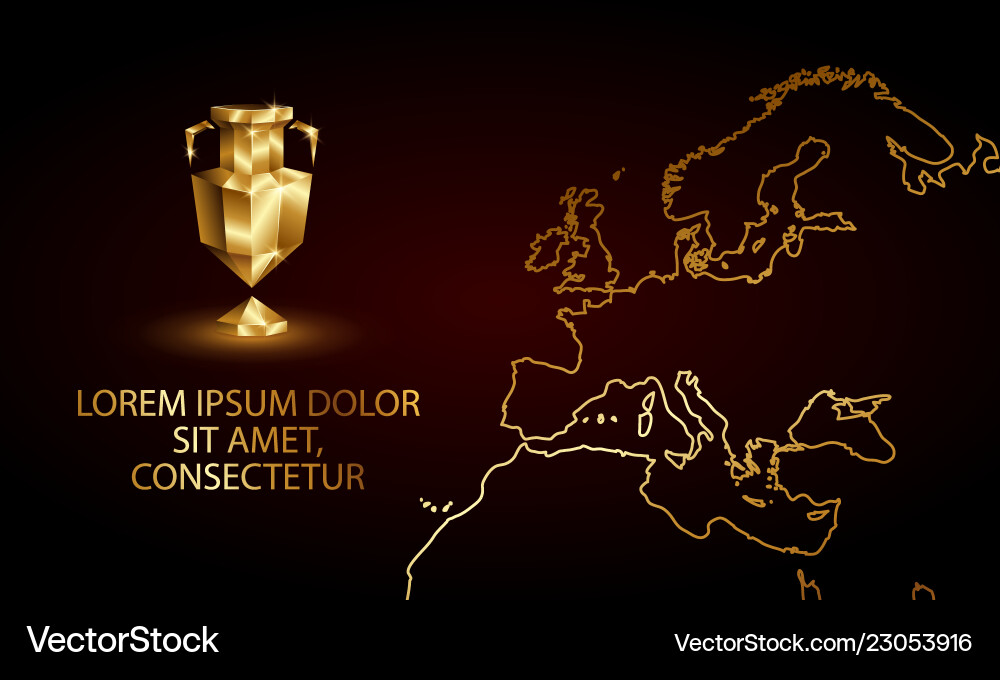 Golden low poly euro cup banner Golden low poly euro cup banner vector image