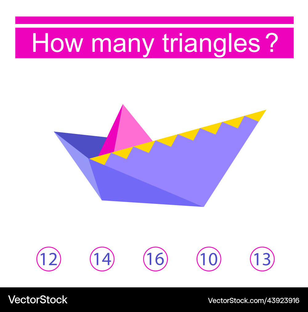 How many triangles are there math game for kids vector image