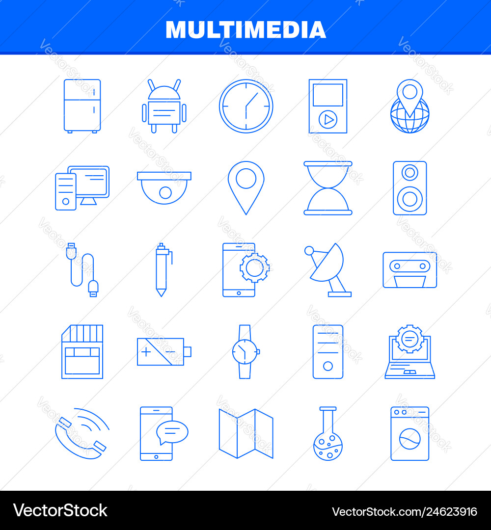 Multimedia line icon for web print and mobile Multimedia line icon for web print and mobile vector image