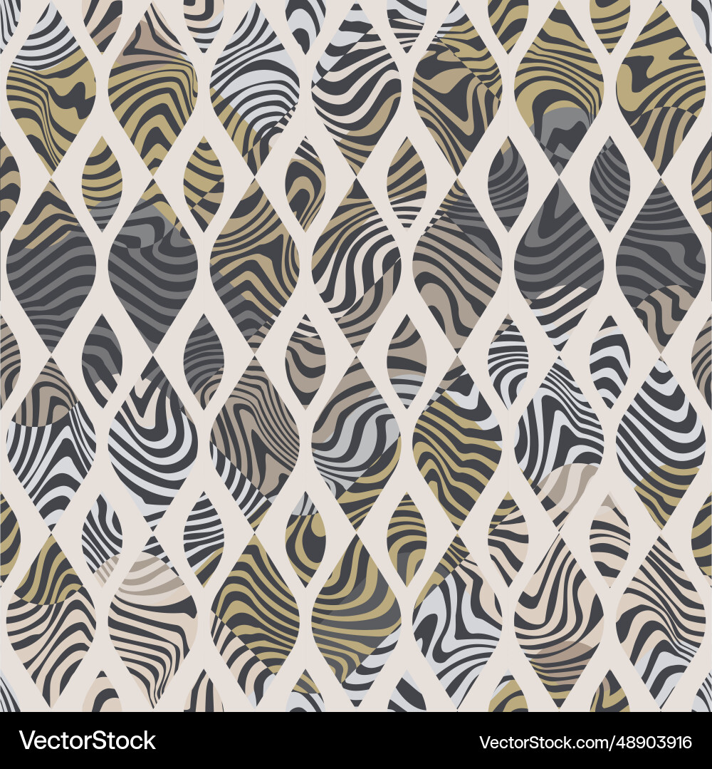 Retro mosaic with wavy lines seamless pattern Retro mosaic with wavy lines seamless pattern vector image