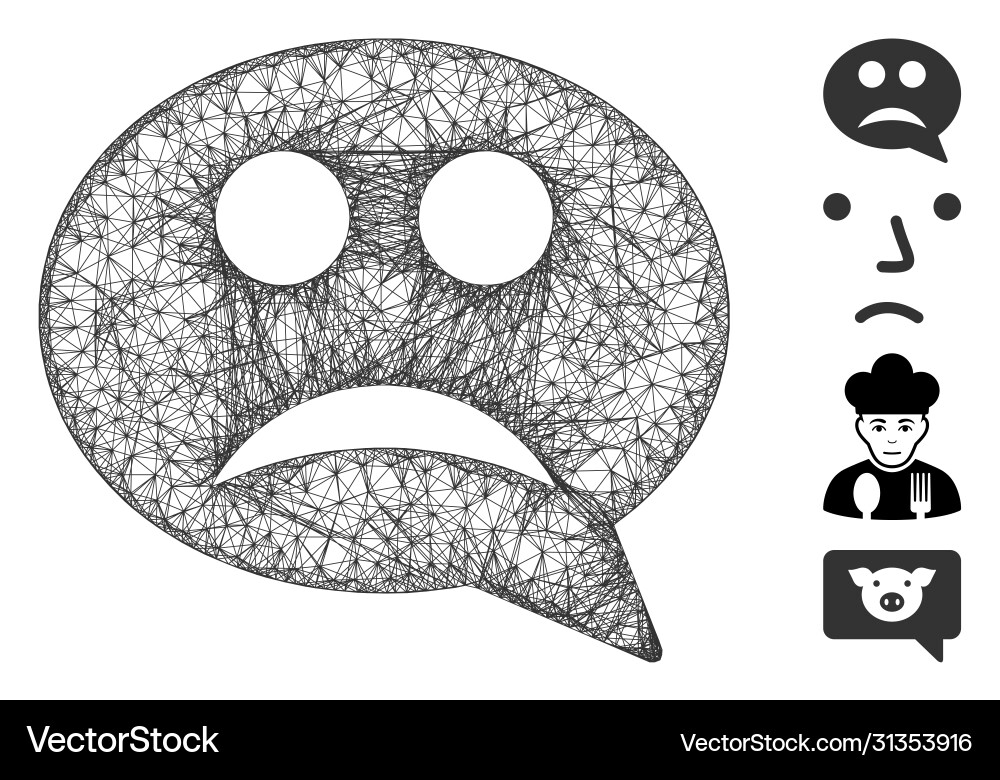 Sad smiley message web mesh Sad smiley message web mesh vector image