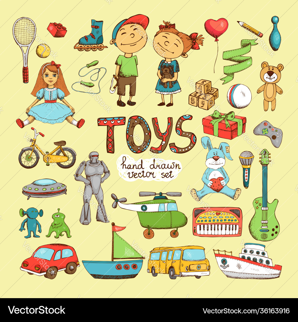 Set cartoon toys Set cartoon toys vector image