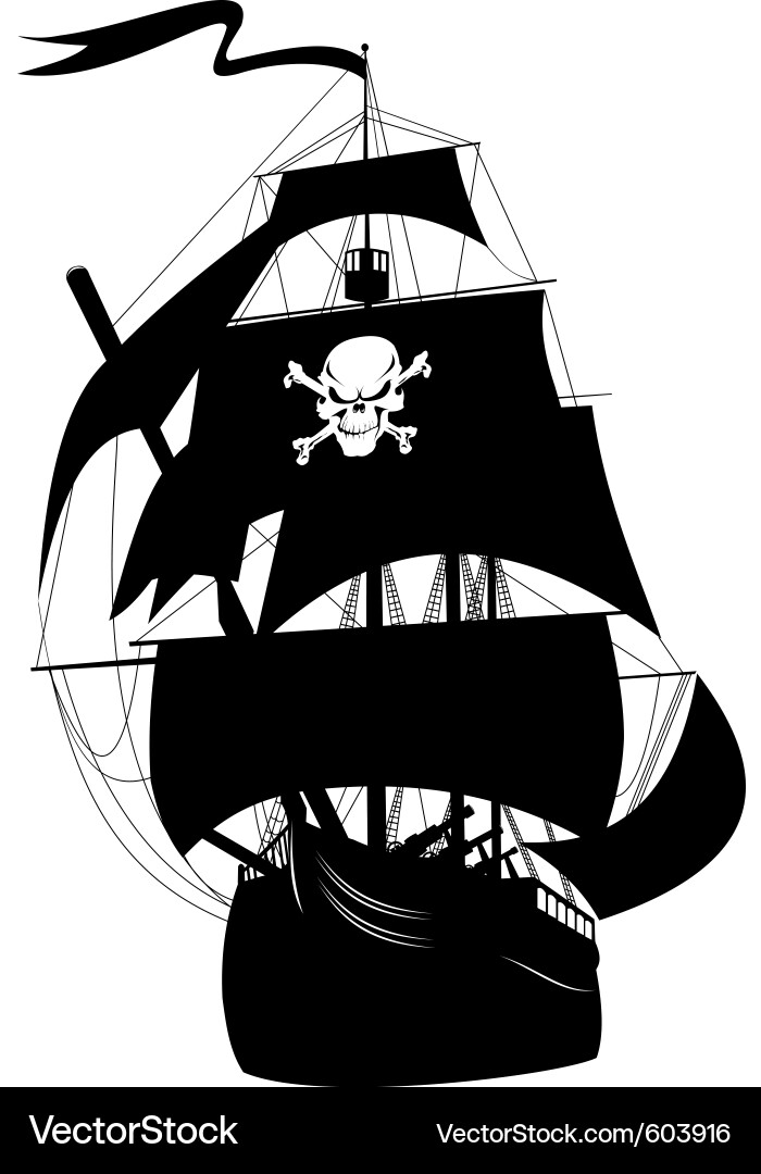 Skeleton Pirate Ship Vector Image