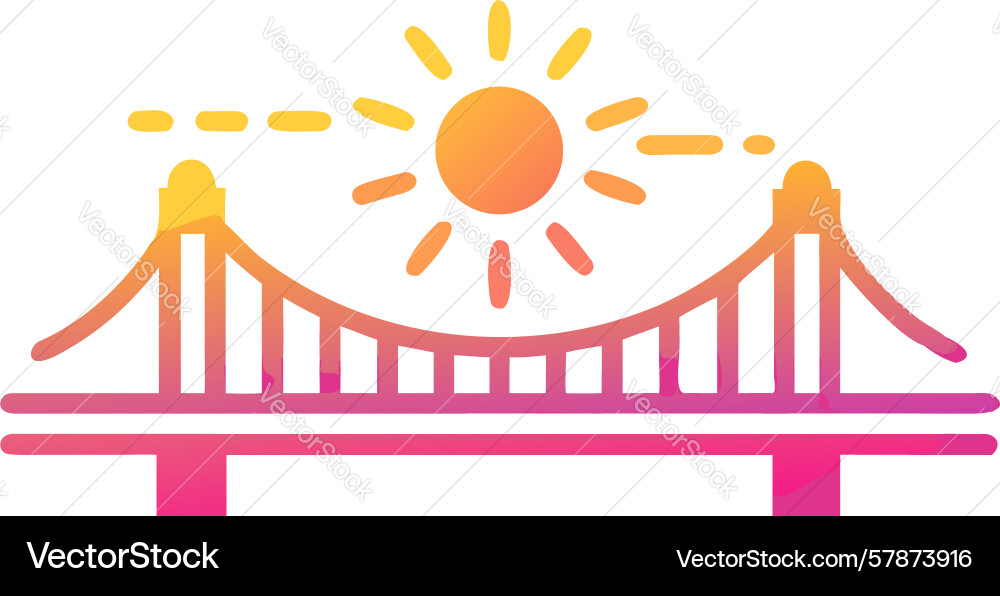 Sunrisesunset bridge with radiating light design Vector Image