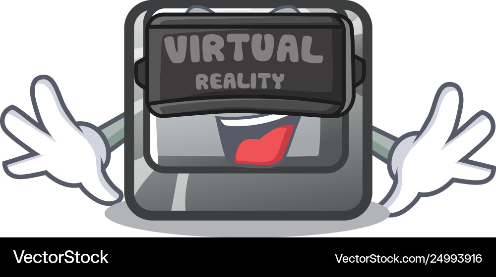 Virtual reality n button attached to mascot Vector Image