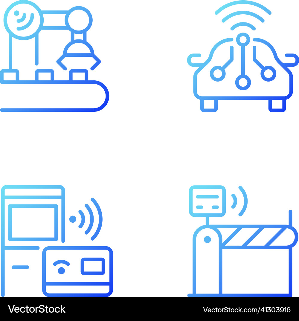 Wireless technologies gradient linear icons set Wireless technologies gradient linear icons set vector image