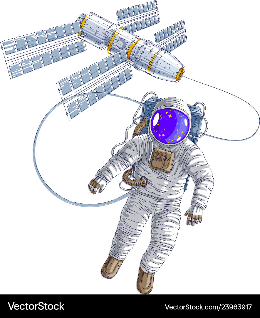 Astronaut flying in open space connected Astronaut flying in open space connected vector image