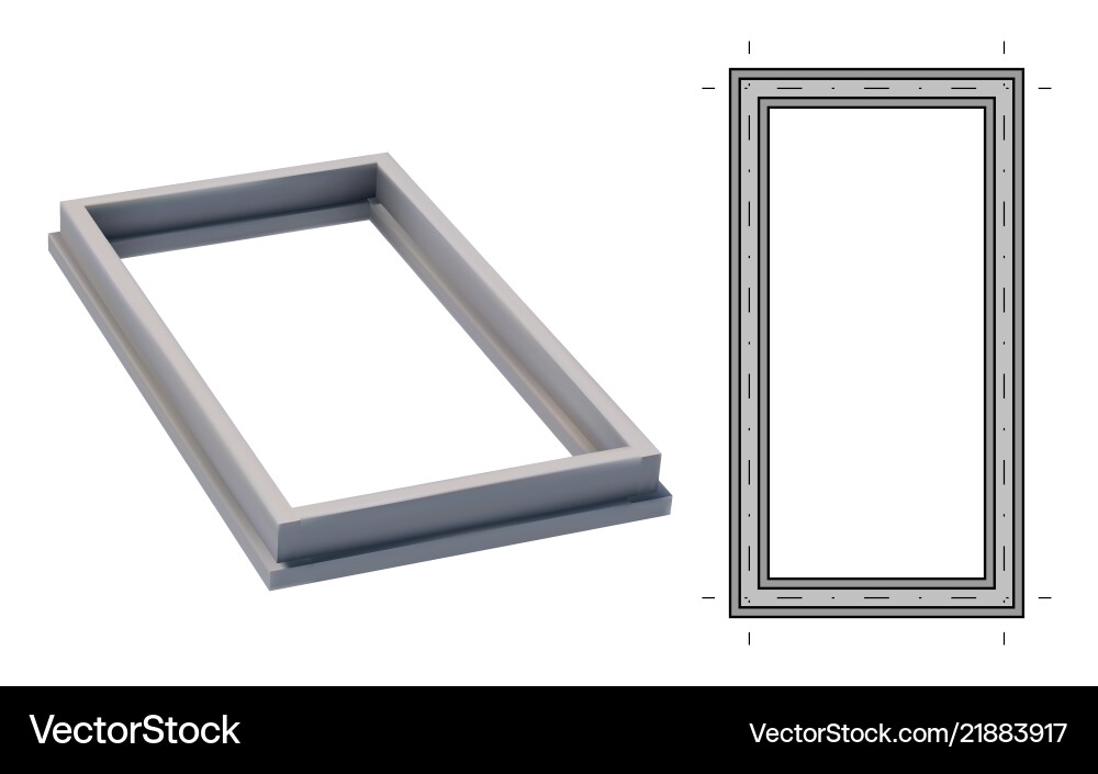 Blueprint and 3d image strip foundation vector image
