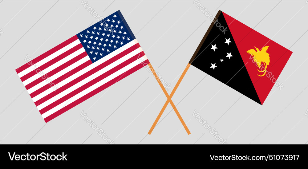 Crossed flags of the usa and papua new guinea Vector Image