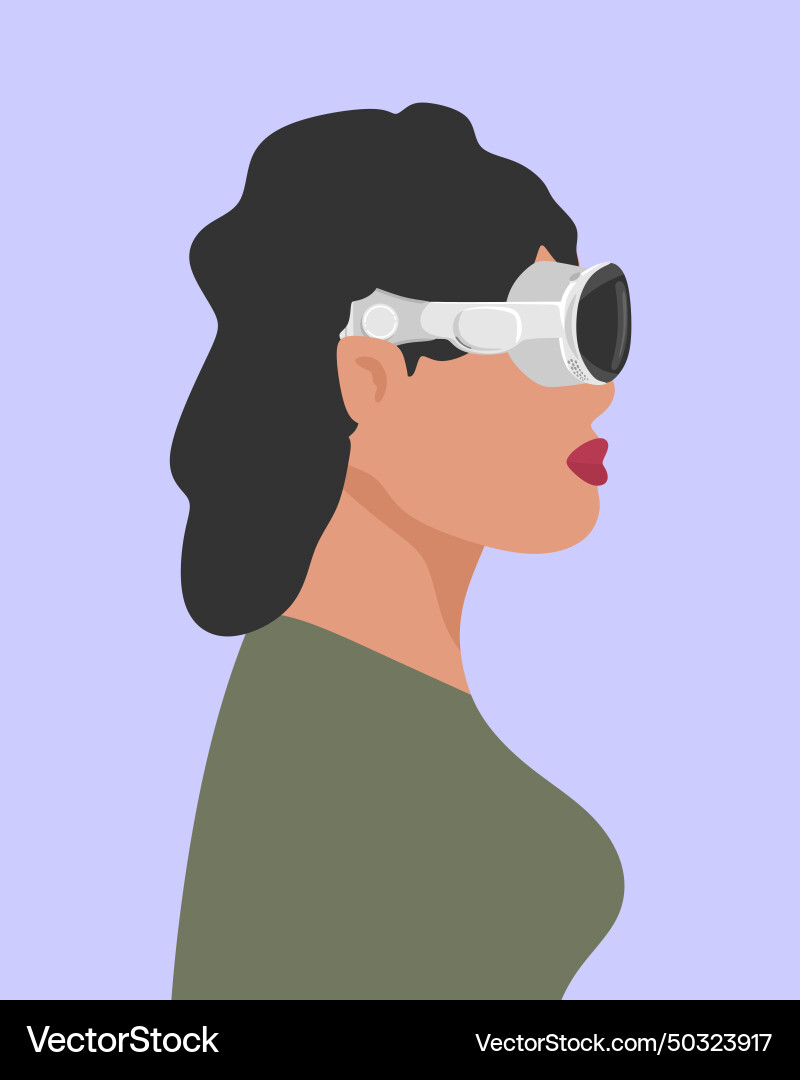 Girl using spatial computing device Girl using spatial computing device Vector Image