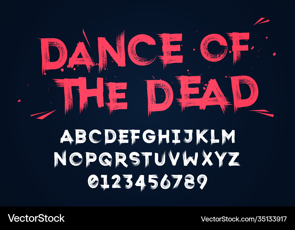 Horror Grunge Brush Font vector image