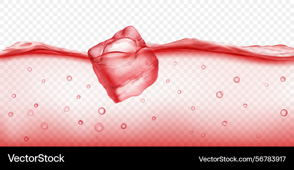 Ice cube floating in water red colors Ice cube floating in water red colors vector image