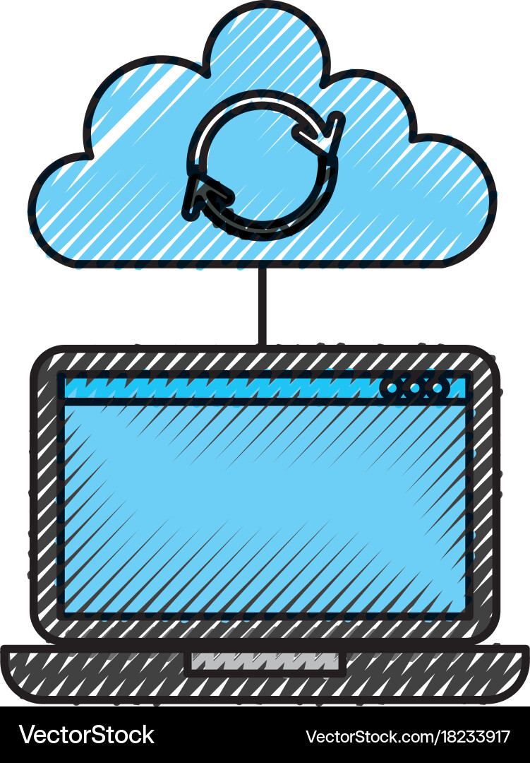 Laptop cloud computing refresh data storage vector image