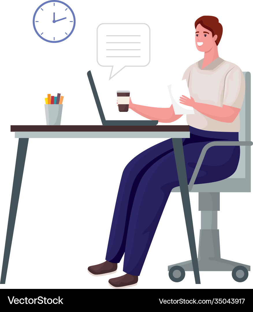 Man using laptop computer for meeting online Man using laptop computer for meeting online vector image