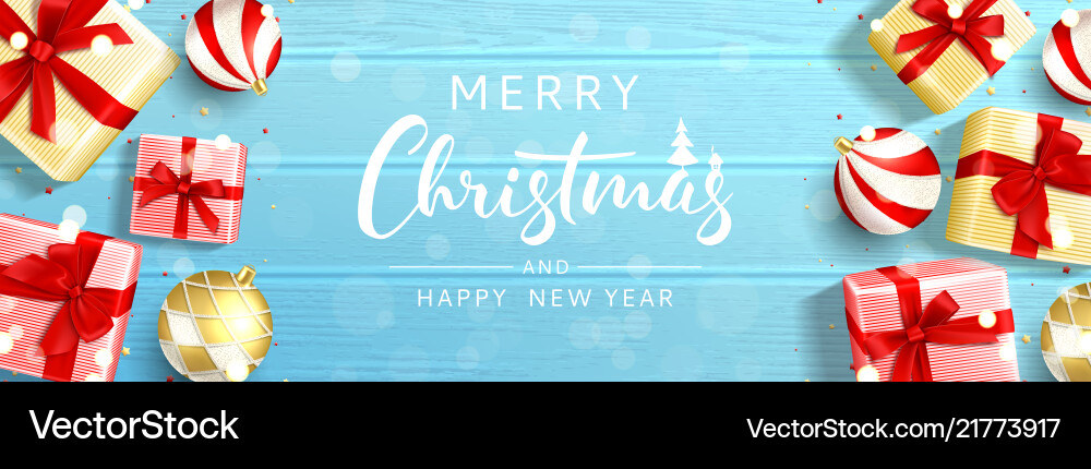 Merry christmas and happy new year banner vector image