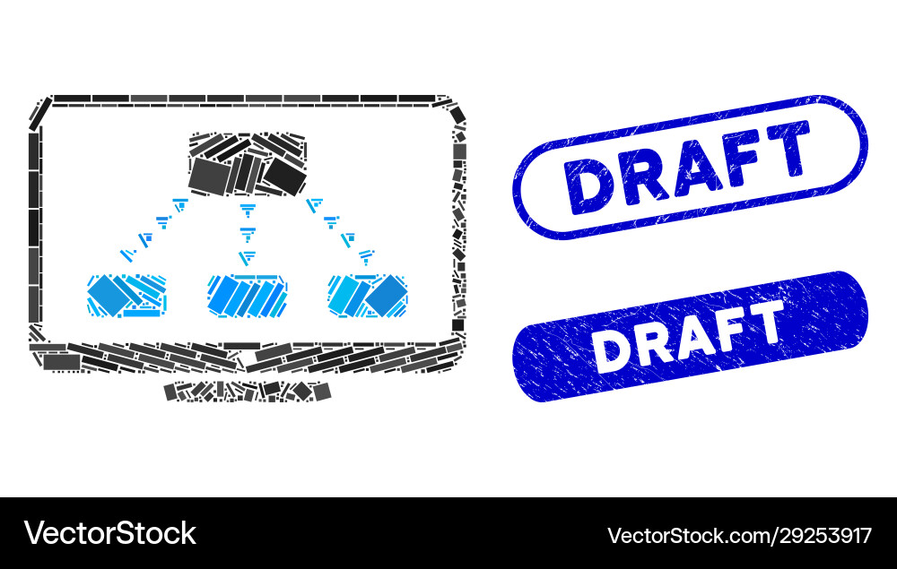 Rectangle collage hierarchy monitoring Rectangle collage hierarchy monitoring vector image