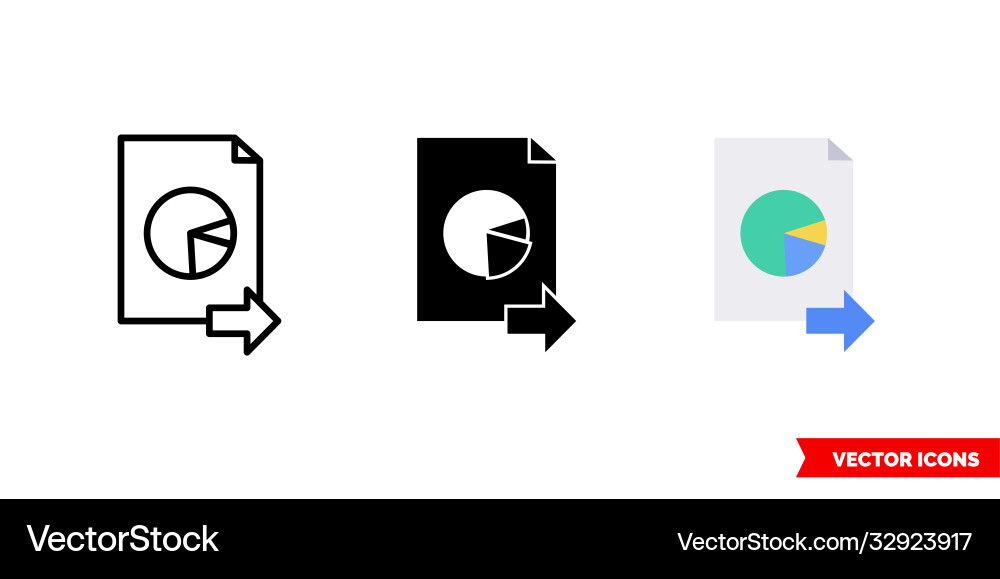 Send pie chart report icon 3 types isolated Vector Image