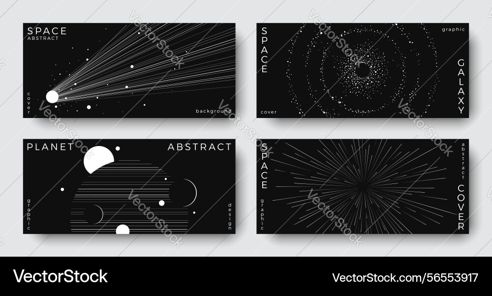 Set of abstract space horizontal backgrounds vector image