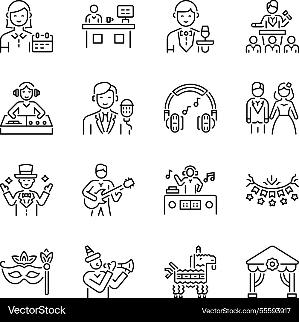 Set of events and occasions linear icons Vector Image