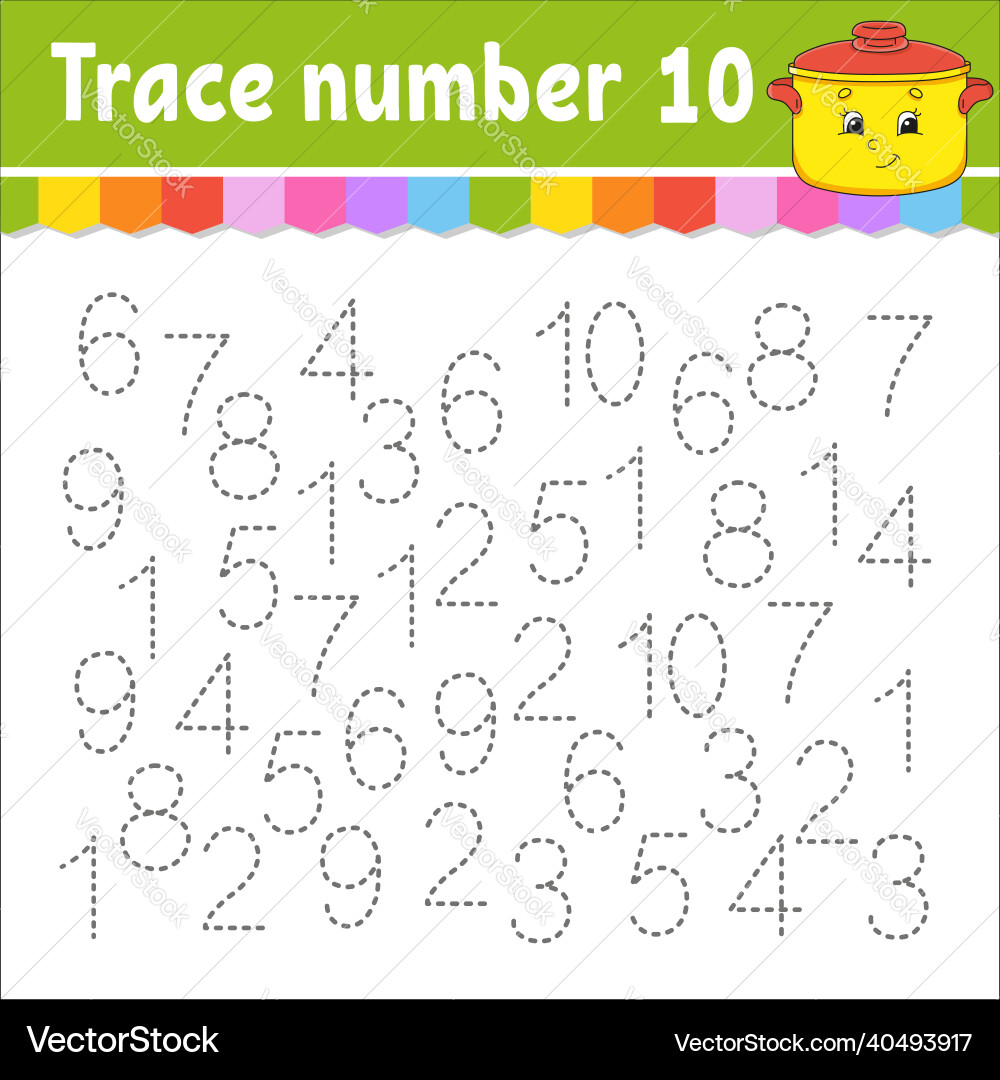 Trace number handwriting practice learning Trace number handwriting practice learning vector image