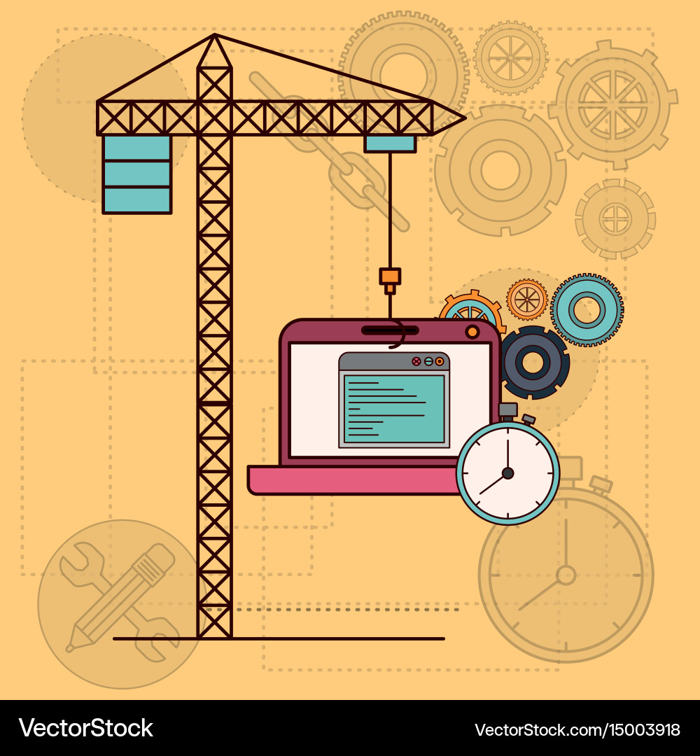 Background with laptop computer apps vector image