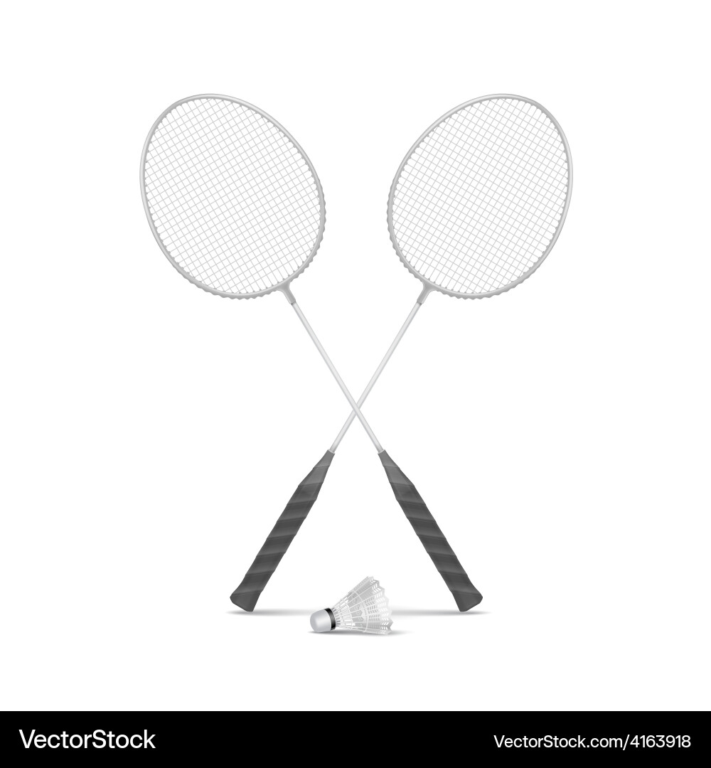 Badminton rackets with shuttlecock isolated Vector Image