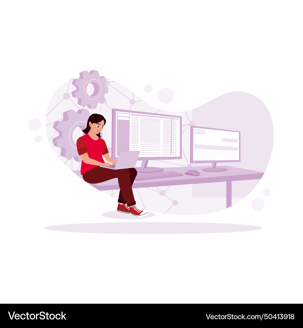 Brilliant female it programmer working in data Vector Image