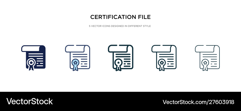 Certification File Icons - Diverse Styles vector image