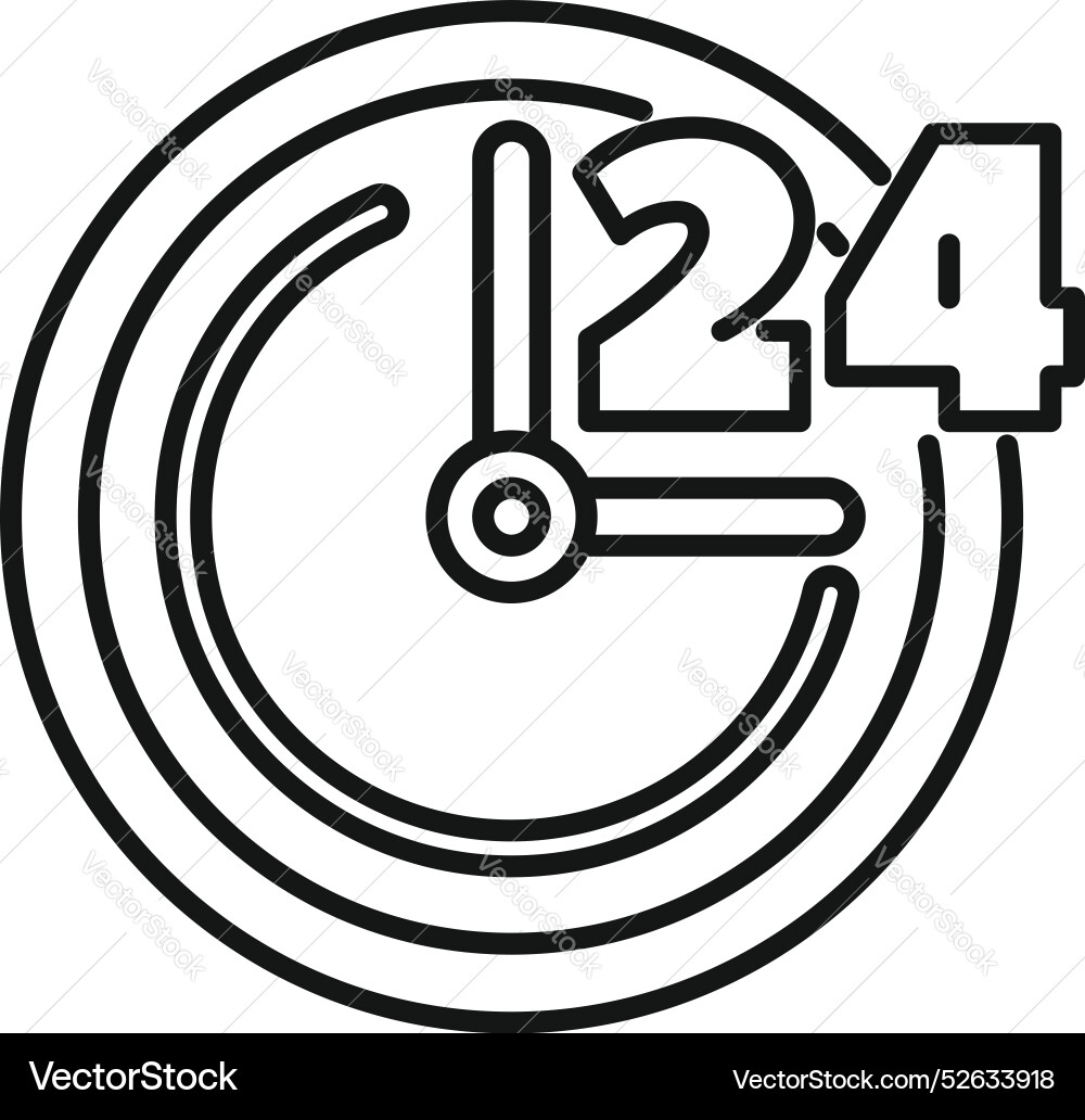 Clock showing 24 hours open around Clock showing 24 hours open around vector image