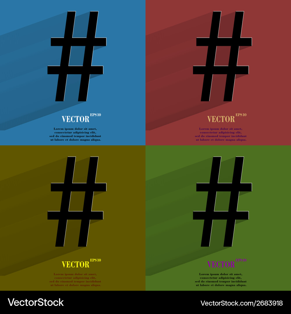 Color set sharp flat modern web button with long vector image