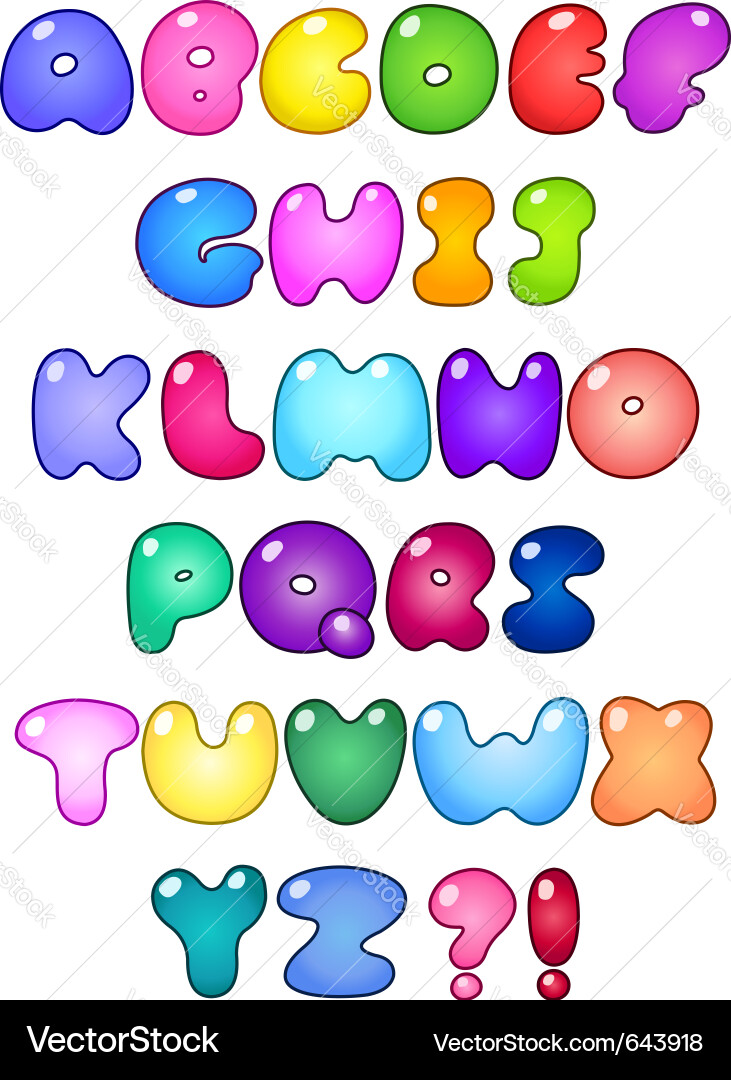 Cute Bubble Alphabet Letters Vector Image