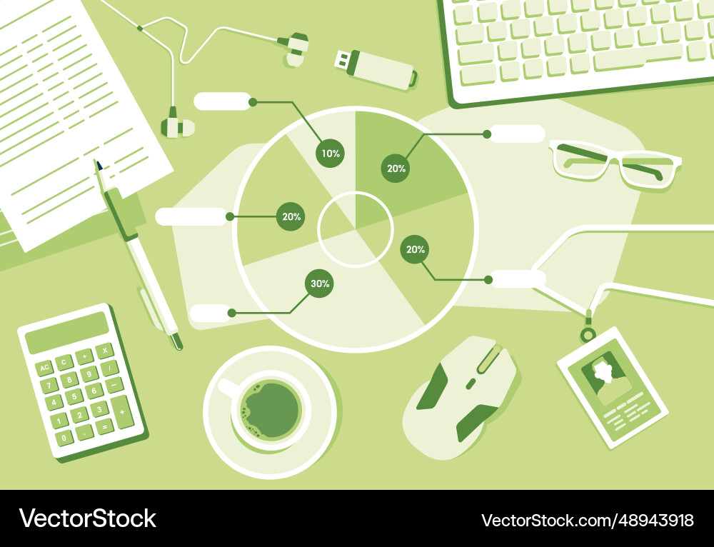 Documents financial report pie chart and graph Vector Image