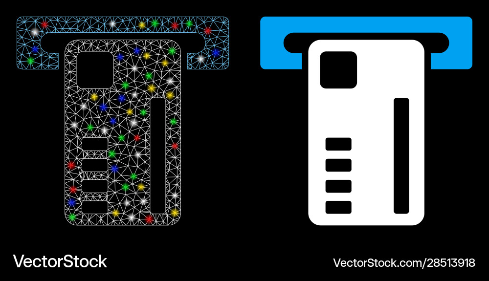 Flare mesh network ticket machine icon with flash Flare mesh network ticket machine icon with flash vector image