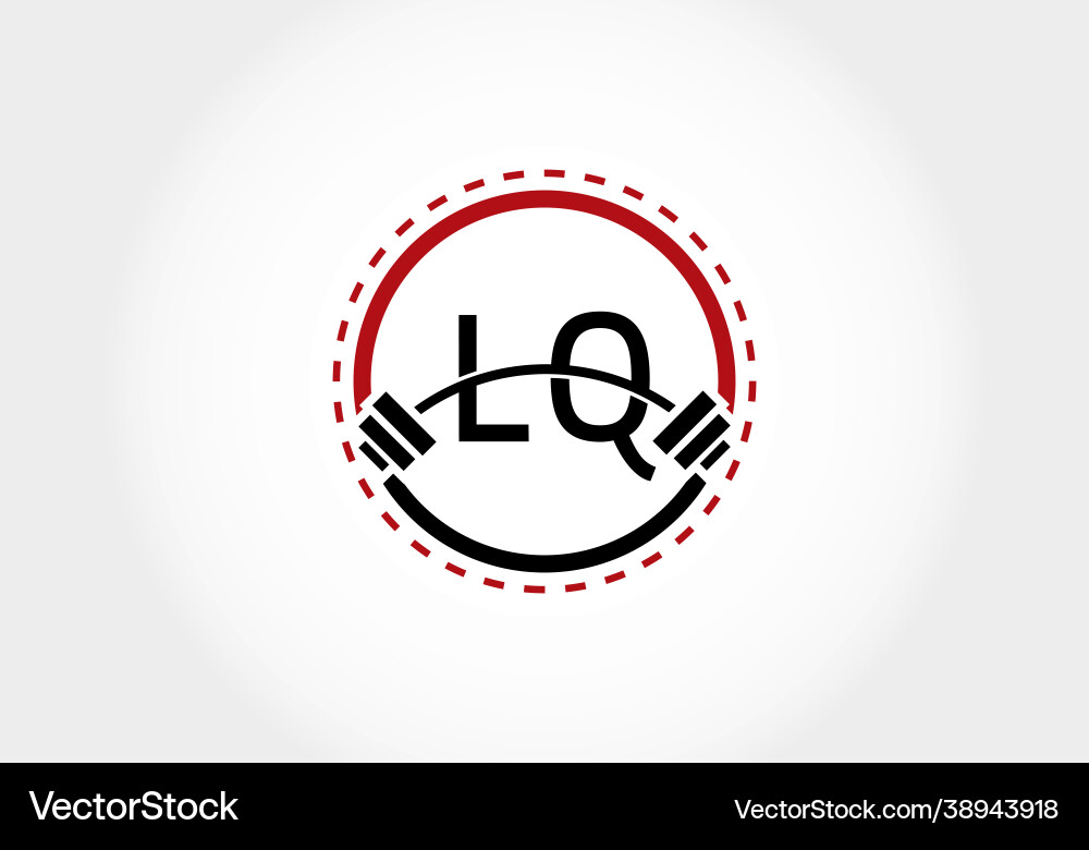 Initial lq letter alphabet with a barbell lifting Vector Image