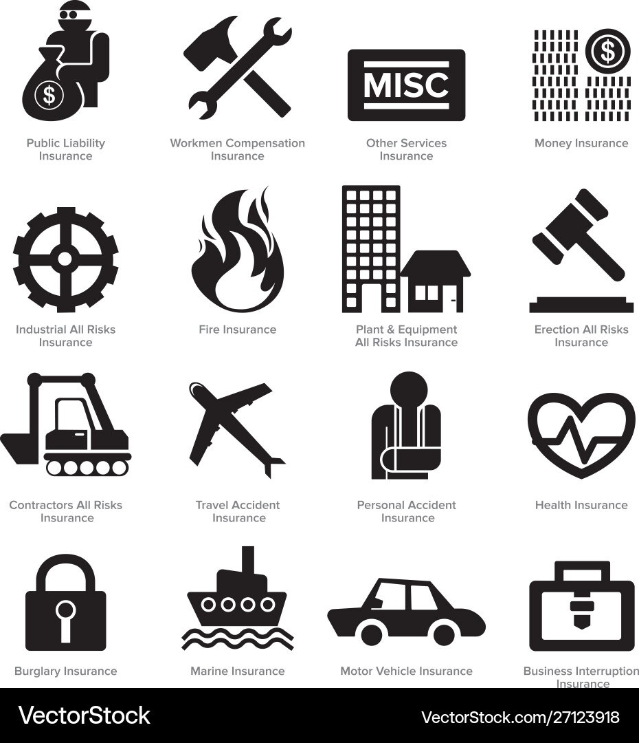 Insurance icons set flat design Royalty Free Vector Image