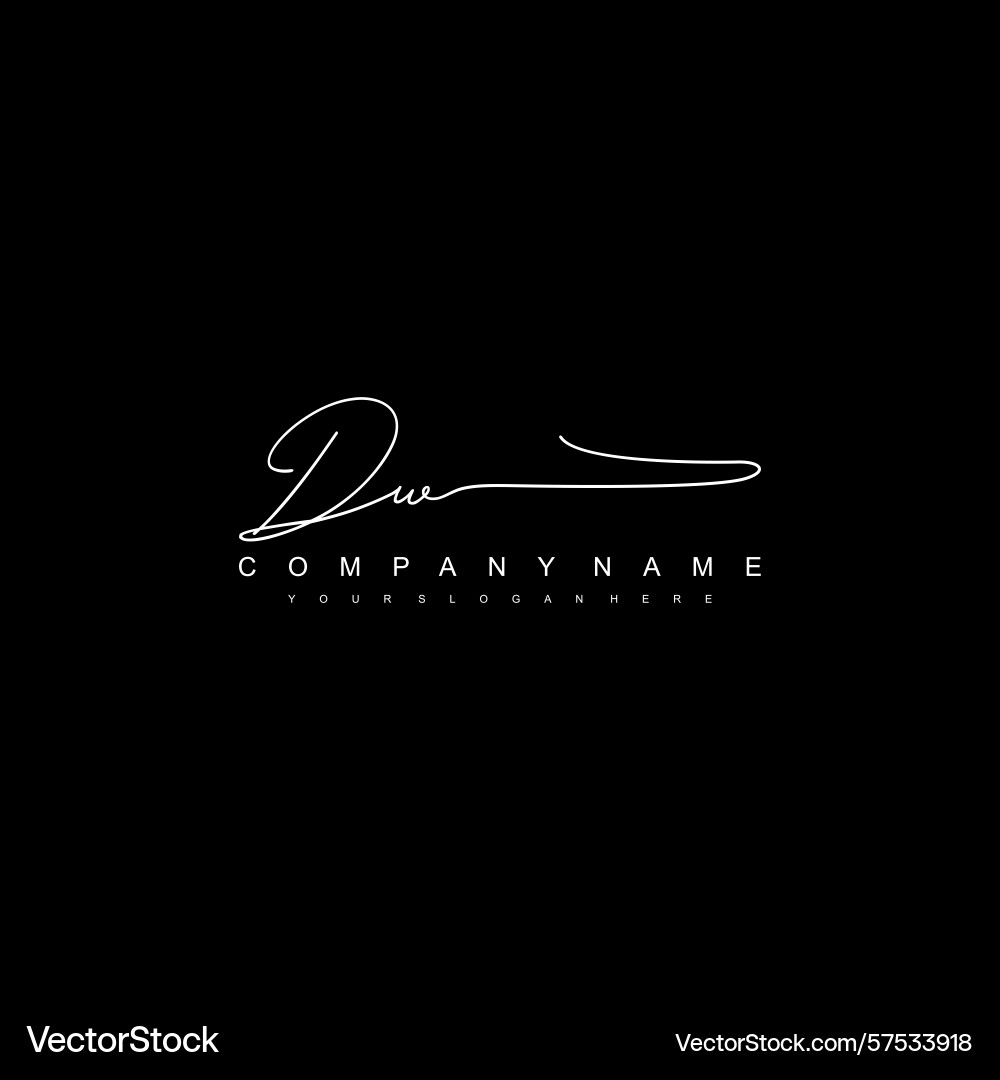 Minimal signature logo design with dw initials Vector Image