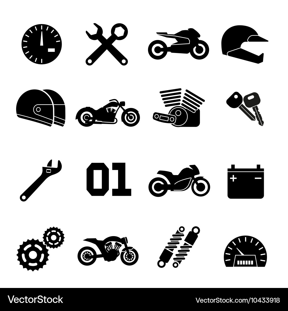 Motorcycle Icons - Race & Parts vector image