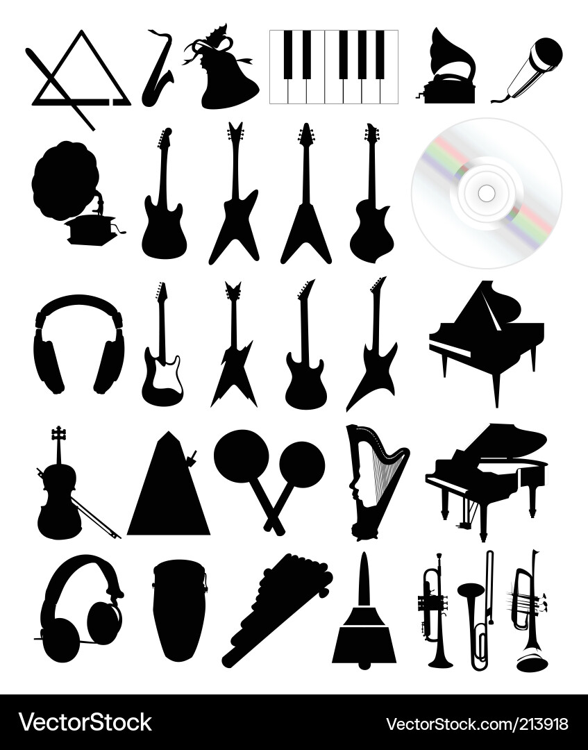 Musical Instrument Silhouettes vector image