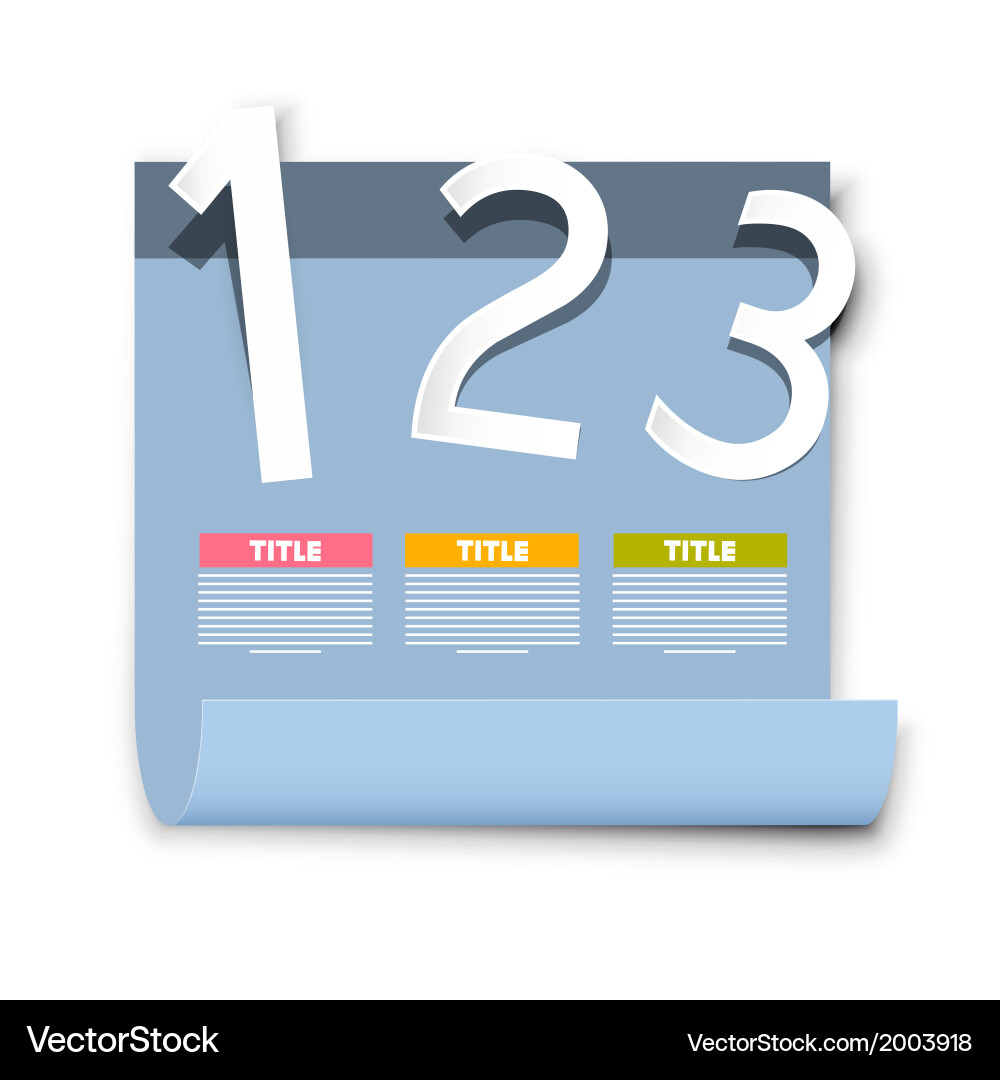 One two three paper progress steps for tutorial Vector Image