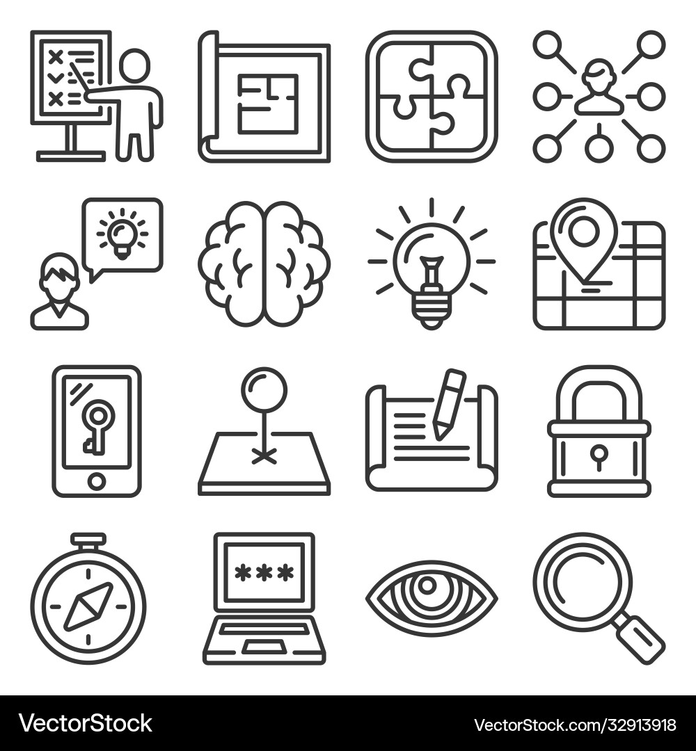 Quest Icons - Line Art Collection vector image